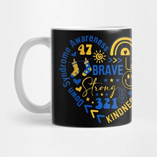 World Down Syndrome Day Awarenes 3.21 Blue And Yellow Heart Mug